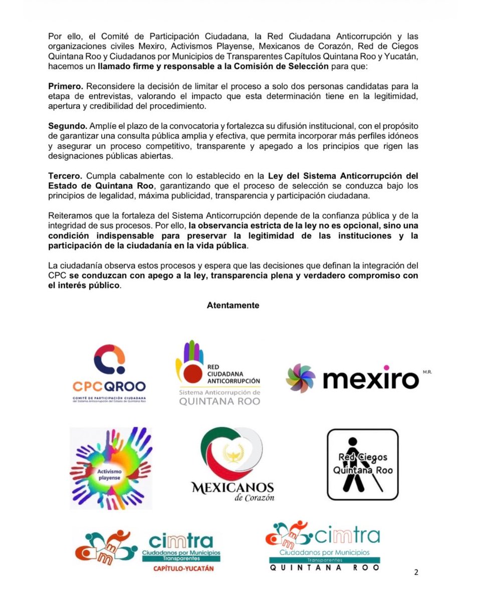 Comité de Participación Ciudadana Quintana Roo tweet media
