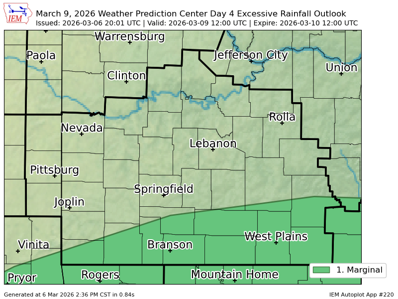 Wpc Riskmap WPC issues Day 4 Marginal Risk Excessive Rainfall Outlook at Mar 6, 20 ...