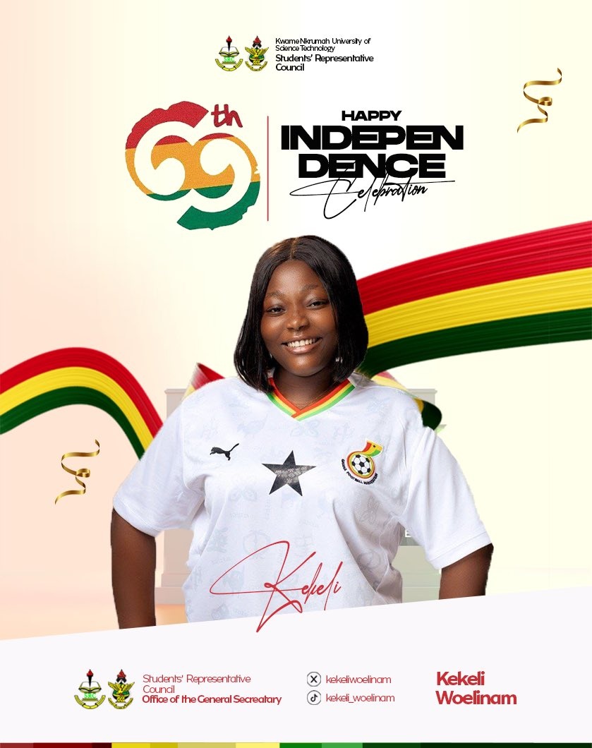 kekeliwoelinam's tweet photo. KEKELI WOELINAM,  the 65th SRC General Secretary of KNUST wishes  you a Happy  Independence Day 🇬🇭

Let us continue to serve our motherland with dedication and commitment to make Ghana great and strong .

Always remember,  KEKELI is here 4 you🫵🏾❤️ https://t.co/8Yj0YCiw4R
