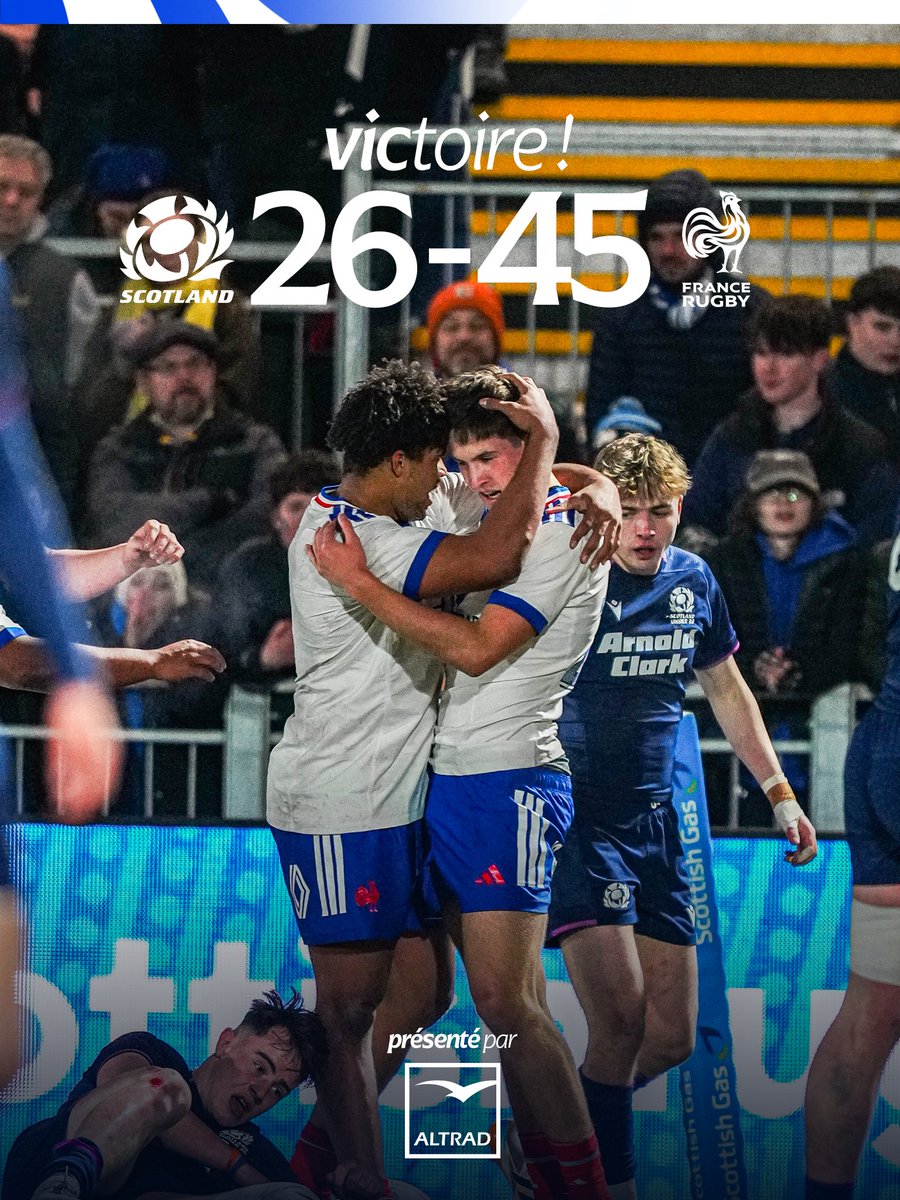 🤩🤩 𝐕𝐈𝐂𝐓𝐎𝐈𝐑𝐄 ⵑⵑⵑ

Les Bleuets s’imposent à Édimbourg et sont tout proches de remporter cette édition 2026 du #SixNations ! 🔥 

💪 Bravo les garçons ! 

#ECOFRA #FranceU20