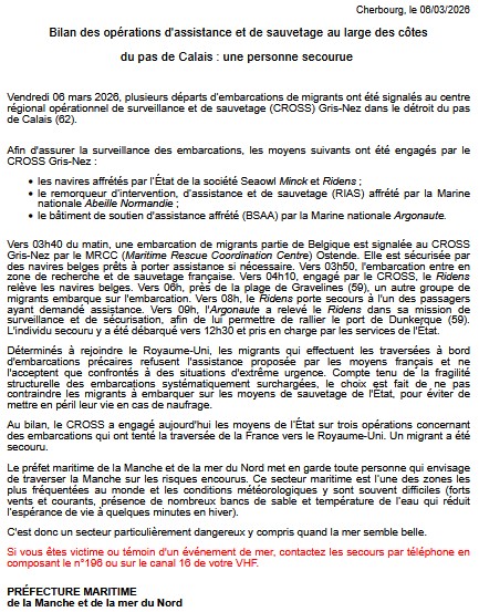 Image de Préfecture maritime Manche et mer du Nord - [#Opérations] d'assistance et de sauvetage au large des côtes du Pas-de-Calais : une personne secour