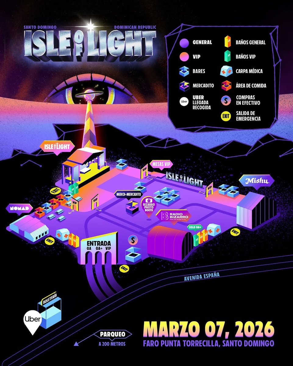 isleoflightfest's tweet photo. Aquí tu mapa Isle of Light 2026. 🌴
Un vistazo a cada rincón del festival: llegada, escenarios, market y espacios de comida para que tengas todo bajo control.
Estudia tu ruta y prepárate para una experiencia inolvidable en la isla. ✨
#isleoflight #IOL2026 https://t.co/FPucIFNPlY
