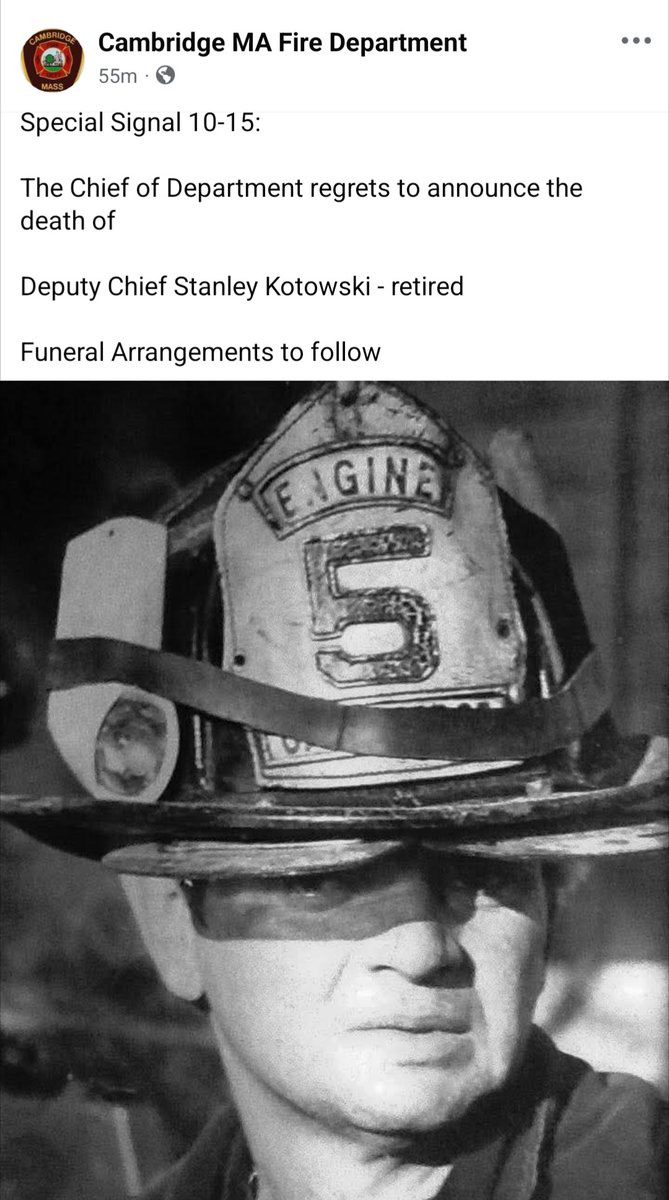 My Grandfather, my Dad's Dad of the same name, passed today

I've always been proud to be his grandson, him and his brothers were all badass Cambridge Firefighters and he was the Chief

Last couple of months for him had been rough but he fought like hell

"Be good" Grandpa Stan