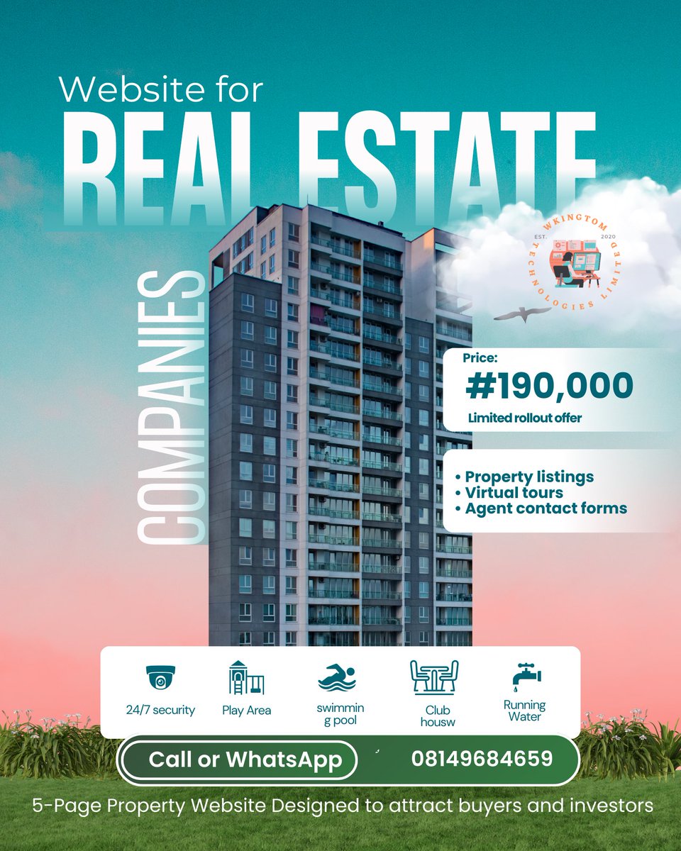 ayomidebowale's tweet photo. As a real estate company, your business depends heavily on a solid website and I can deliver a perfect website for you. https://t.co/YSLwxiiBgr