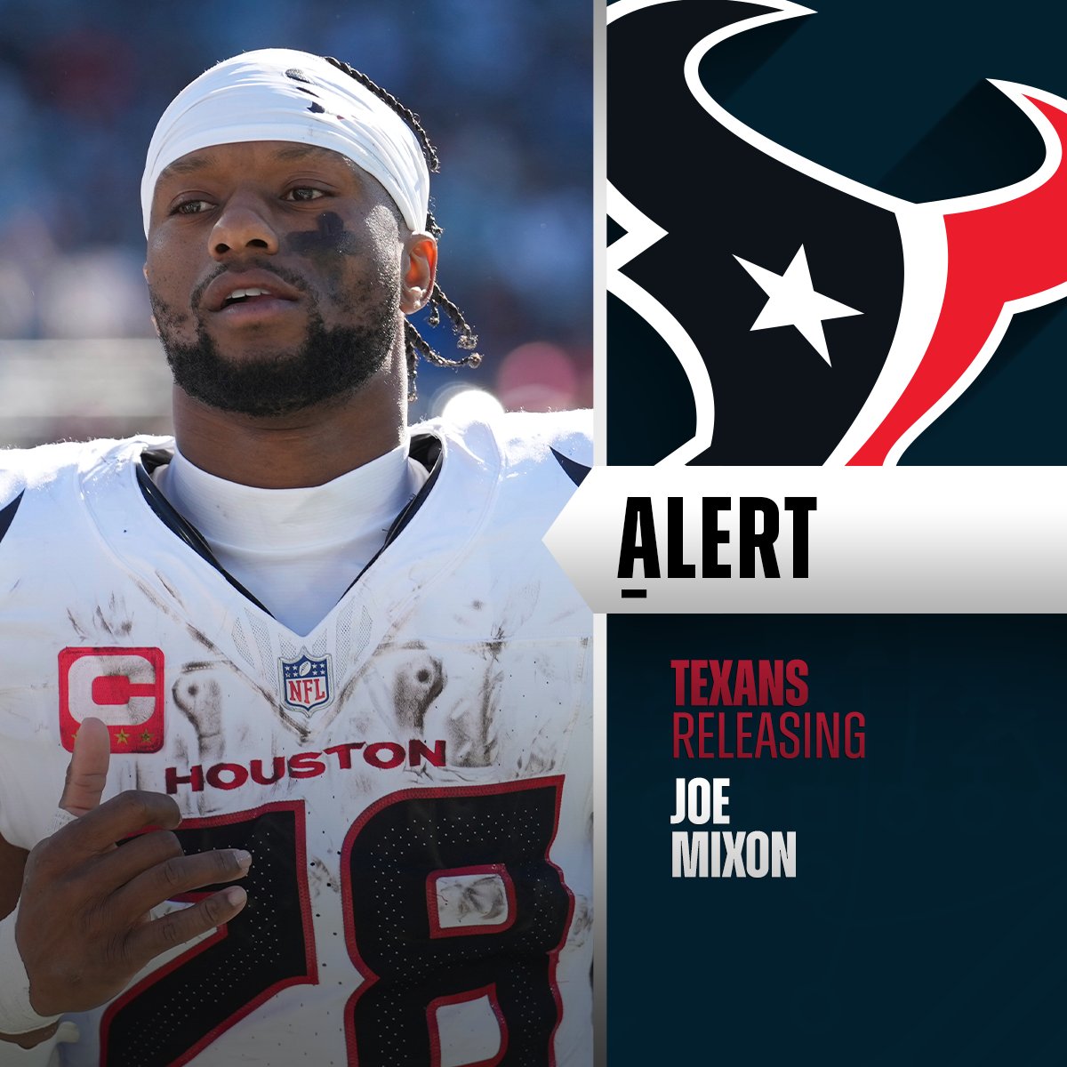 Texans release RB Joe Mixon. (via @Rapsheet + <a href="/TomPelissero/">Tom Pelissero</a>)