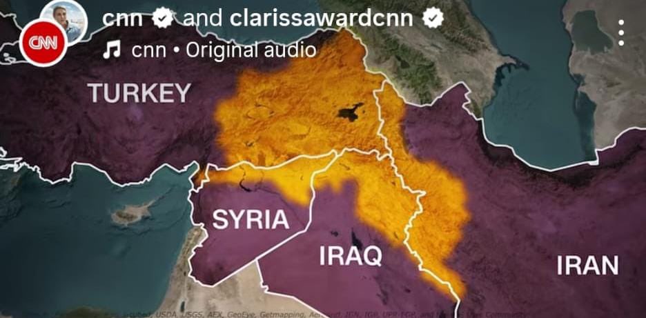 Cnn, fırsattan istifade ederek açıkça Kürdistan propagandası yapıyor. 

Bu tavır sadece İran'a değil aynı zamana Türkiye'ye...