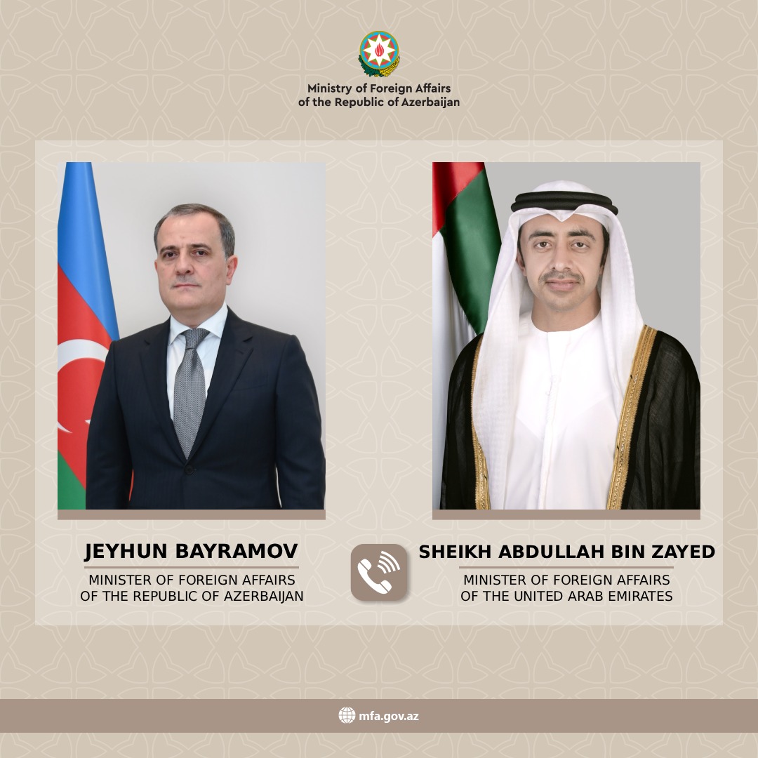 Nazir Ceyhun Bayramovla Birləşmiş Ərəb Əmirliklərinin Baş nazirinin müavini və xarici işlər naziri Abdullah bin Zayed Əl Nəhyan arasında telefon danışığına dair mətbuat məlumatı

⬇️⬇️⬇️

mfa.gov.az/az/news/no09026