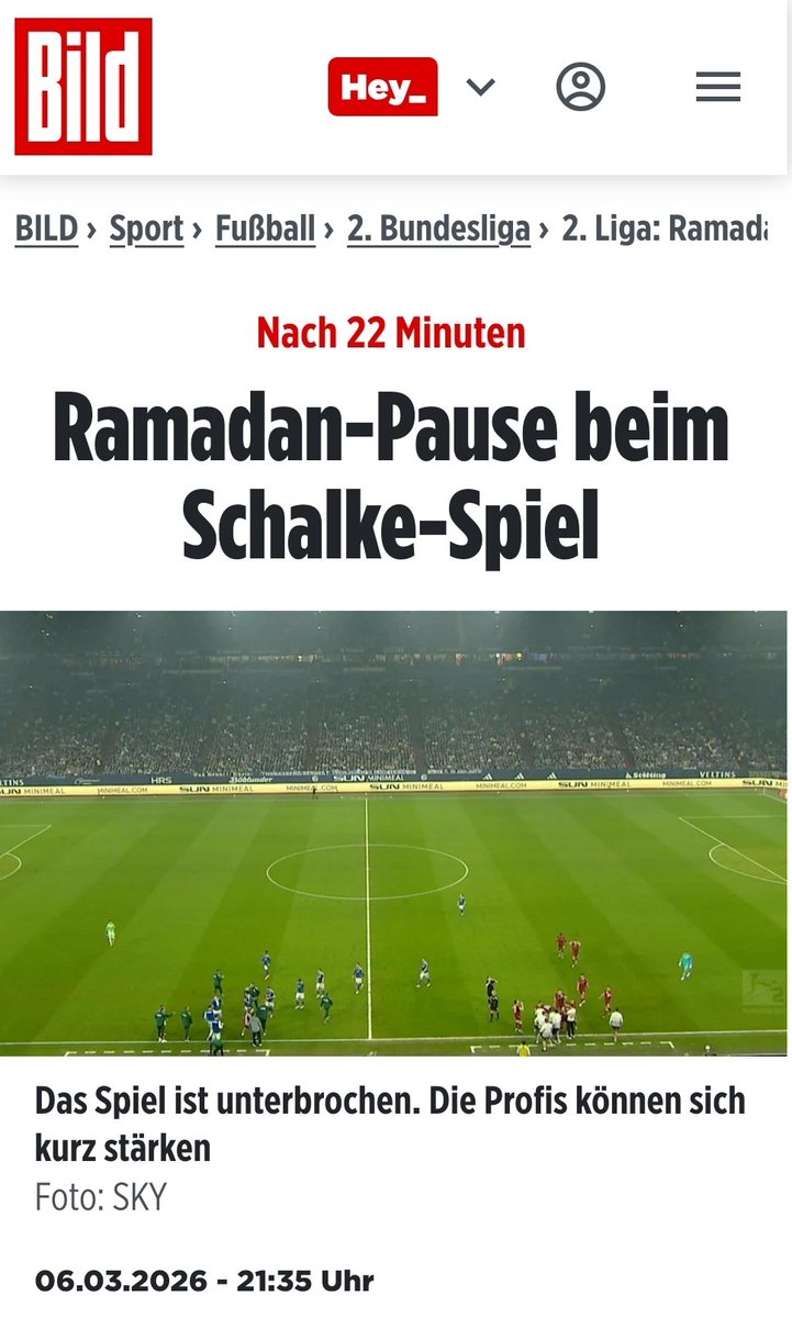 Ramadan-Pause im Profi-#Fußball?  Wenn Spiele für religiöse Regeln unterbrochen werden, läuft etwas falsch. Der Fußballplatz ist kein Gebetsraum.

Integration heißt Anpassung an unsere Regeln – nicht umgekehrt.