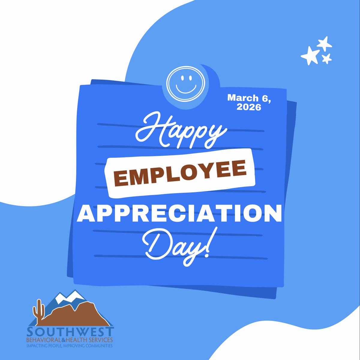 Today is Employee Appreciation Day, and we’re celebrating the amazing team at Southwest Behavioral &amp; Health Services.
Every day they bring compassion, dedication, and heart to the individuals and communities we serve. Thank you for the difference you make. 💙