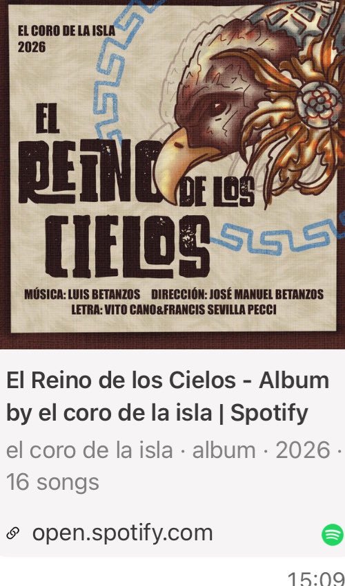 andamapa's tweet photo. Ya estamos en Spotify !! @CoroSFdo #elreinodeloscielos https://t.co/bRwlb0vjPO