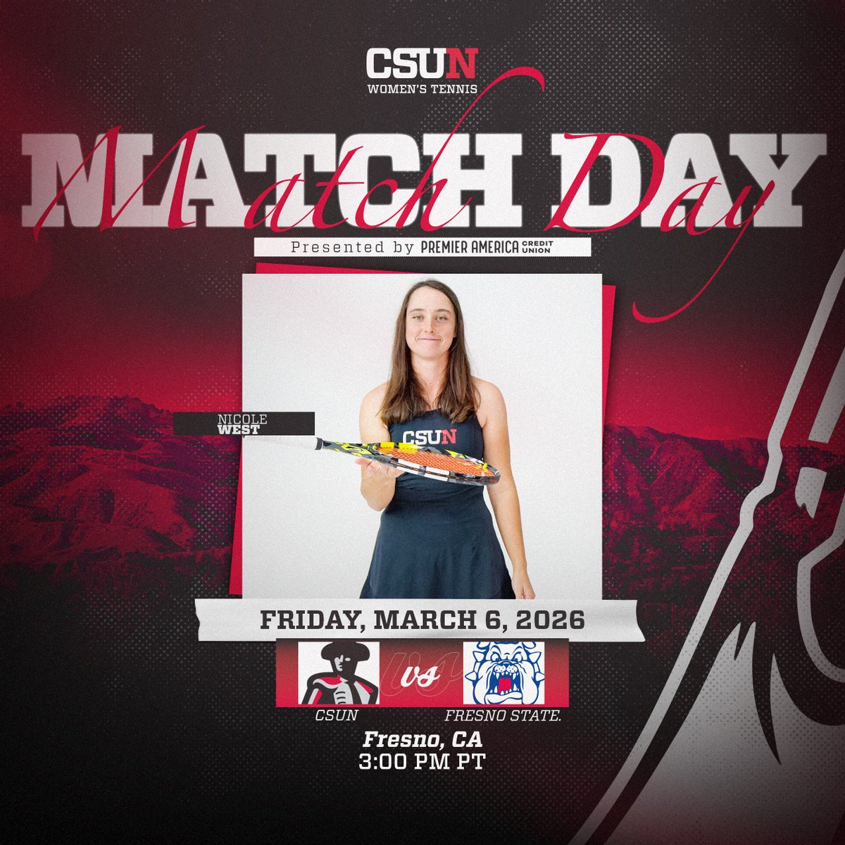 Afternoon Matchup with the Bulldogs!
🆚 Fresno State
⏰ 3:00 P.M.
📍 Spalding G. Wathen Tennis Center