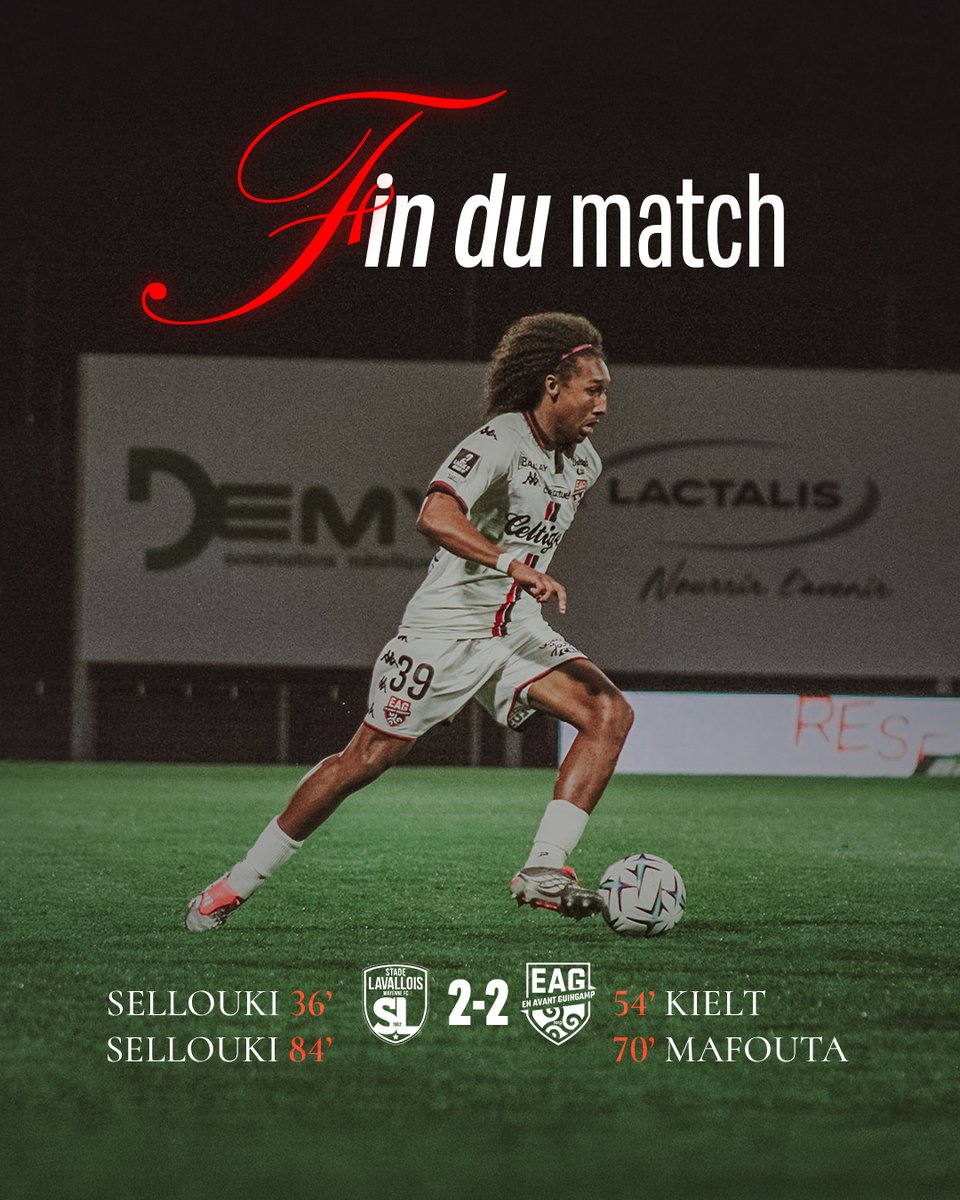 90+8’ – 🔚 C'est terminé. Match nul entre En Avant et Laval.

Prochain match à Roudourou 🆚 <a href="/AmiensSC/">Amiens SC</a> vendredi de la semaine prochaine (20h)

[2-2] #LAVALEAG