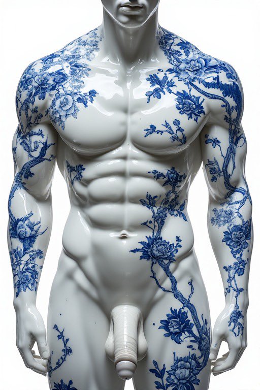 GayAdventuresAI's tweet photo. I found a porcelain statue from the Ming dynasty in an antique shop. I took it home and the next day it came to life. #gayai #gayfantasy #aigenerated #queerart https://t.co/X8SgLrZvhz