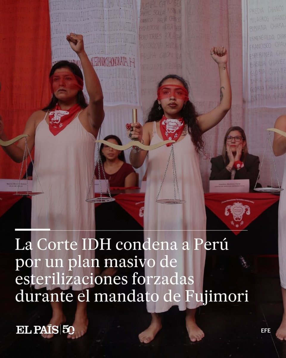 ⭕🇵🇪 La Corte IDH condena a Perú por un plan masivo de esterilizaciones forzadas durante el mandato de Fujimori

El tribunal señala la “violencia institucional contra la mujer” y exige que se investigue a los responsables de la política de natalidad

🔗 tinyurl.com/35uaf42y