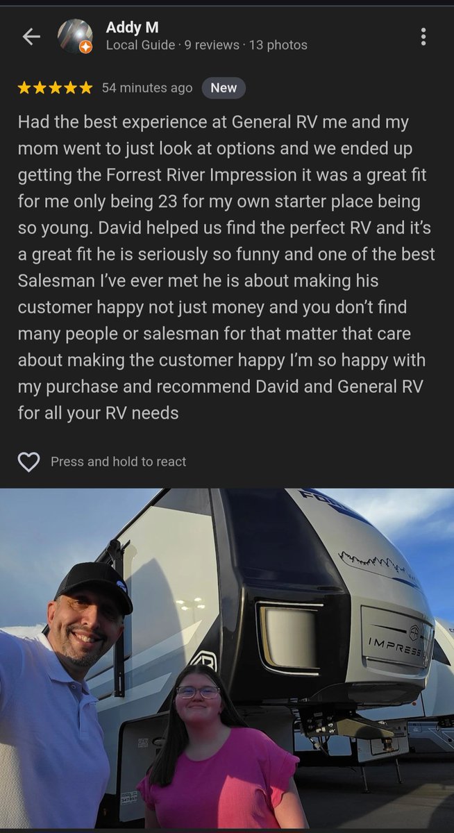 PerkyLLC's tweet photo. 1st 5 Star Review for General RV
 https://t.co/jseXebaDBo https://t.co/Eje5GkJNti