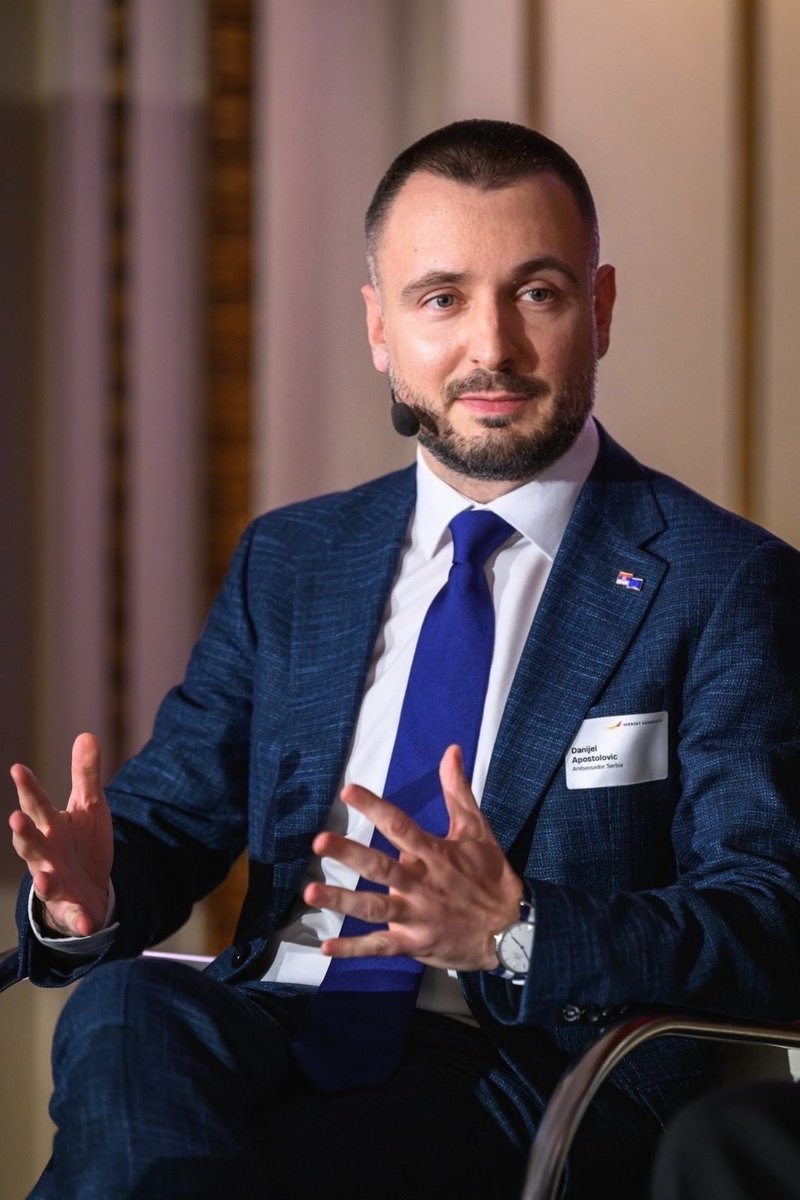 SRBinEU's tweet photo. Ambassador of Serbia to the EU Danijel Apostolović participated in the EU Enlargement event in Brussels, organised by Svenskt Näringsliv (Swedish Enterprise).

The Ambassador shared a positive message: Serbia is making steady progress in delivering the refoms
and opening new opportunities. 🇪🇺🇷🇸 

#EUEnlargement #Serbia #Reforms
