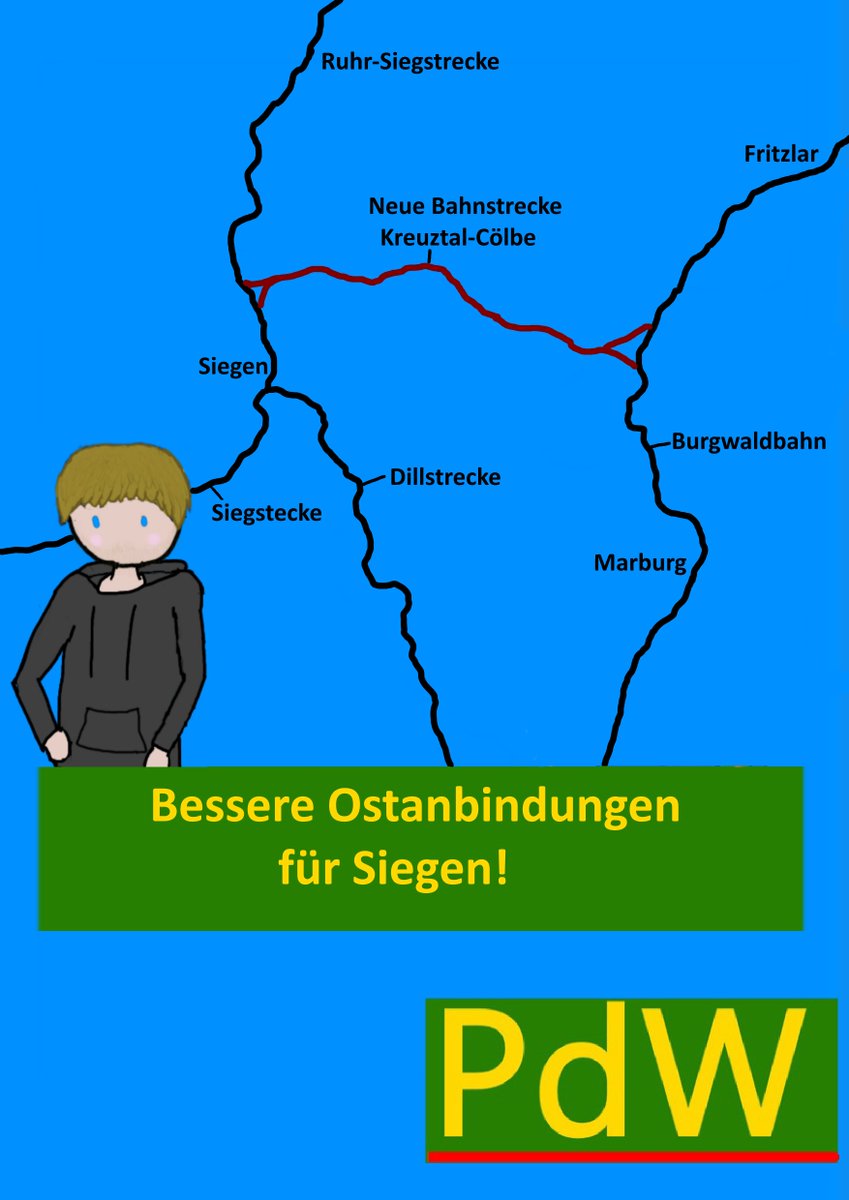 DerWeebs's tweet photo. Auch die Bahnanbindung nach Osten ist eine reine Zumutung. Daher fordern wir den Ausbau und die Modernisierung der Bahnstrecke Kreuztal-Cölbe, sowie einen RE nach Kassel! https://t.co/9tDYt455Z8
