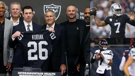 barstoolsports's tweet photo. Can't Be A Coincidence - For The 2nd Year In A Row Klint Kubiak Has Shown Up To A New Team And They Immediately Got Rid Of Geno Smith https://t.co/Mf7ImcTwuS https://t.co/GXTSAgeuKD