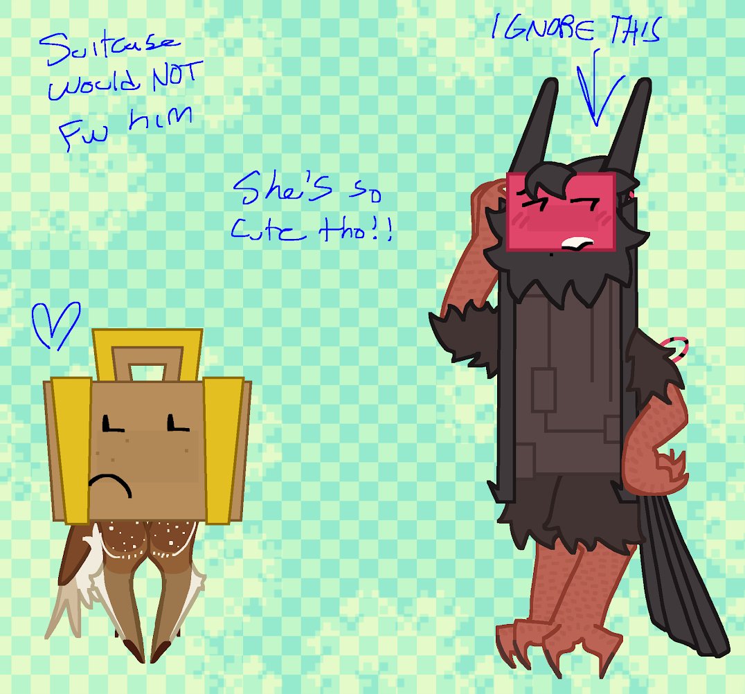 lobsterfanboy's tweet photo. day 50 of drawing suitcase everyday until she has merch again
#chaircase but their animals are more realistic
ignore how freakin ugly chair is oh lord
suitcase is really cute tho i might do it with her more https://t.co/jRWhfUrV7n