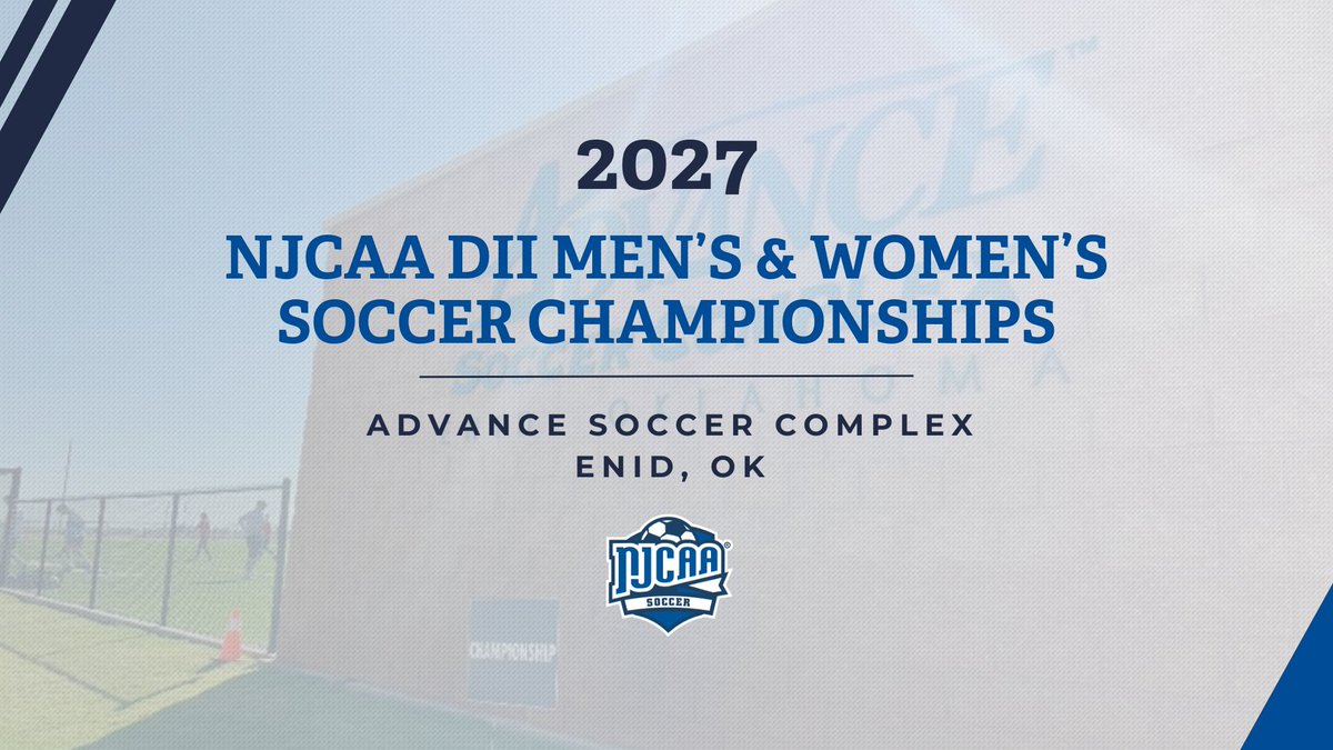 NJCAA_Soccer's tweet photo. ⚽️The 2027 #NJCAASoccer Division II Men’s and Women’s  National Championship Host Site Announced!

The 2027 National Championship will be hosted in Enid, Oklahoma by the Advance Soccer Complex from November 10 – 14, 2027.

Read more⤵️
https://t.co/UlfTgfanhR https://t.co/KA0sf1B13i
