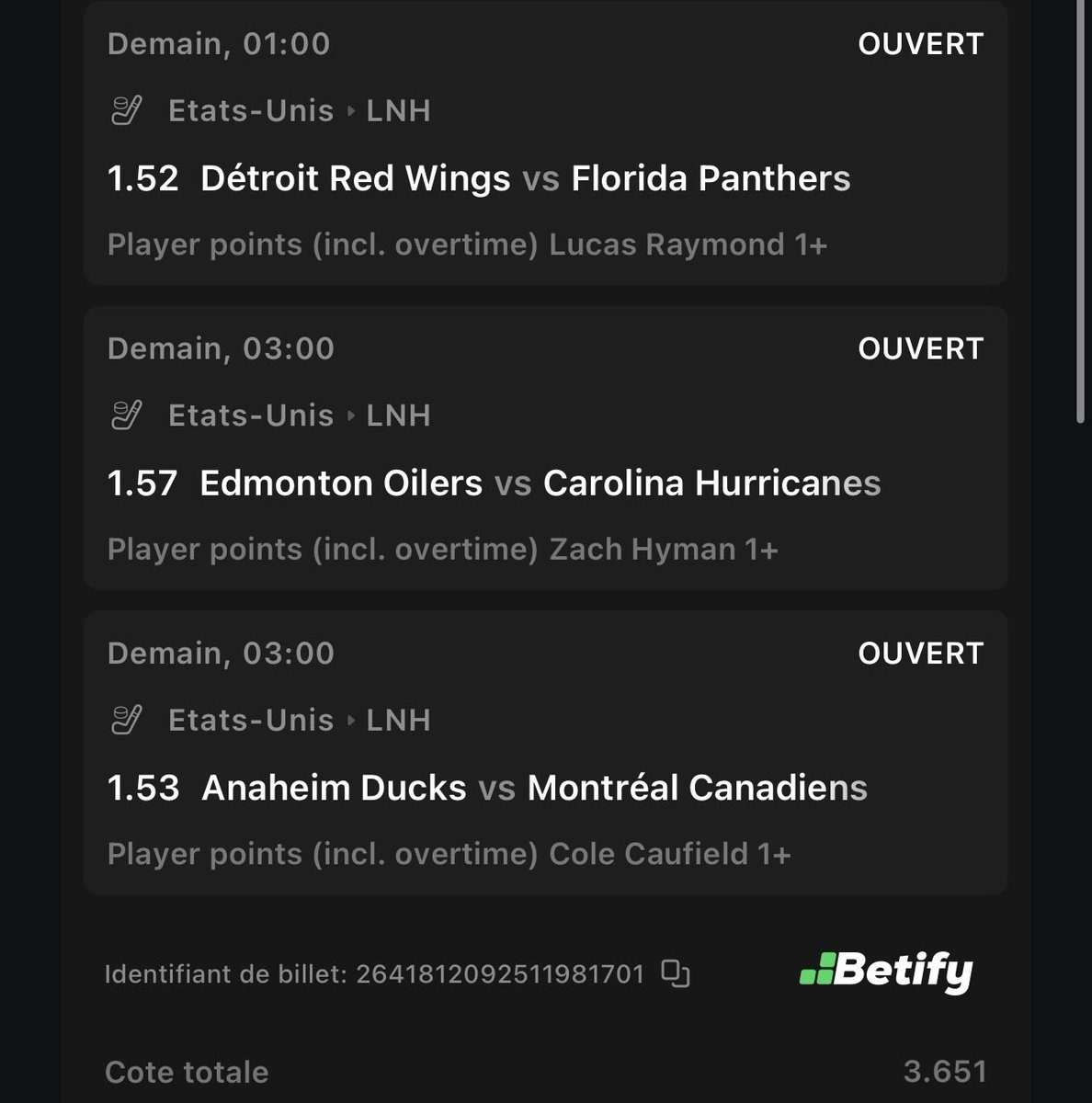 NEXENPRONOS's tweet photo. 🏒⚡️ NHL TIME 

🎯 Points @ 3,65

🎯 Buteurs 1 @ 146 (Système 3/5 possible) 
https://t.co/cTZCzUutJP

🎯 Buteurs 2 @ 119
https://t.co/SuSkmTYE0q

🎯 Décisif @ 91 
https://t.co/r68IAjRT55

GL 👋🏼 https://t.co/zrV52LCQbX