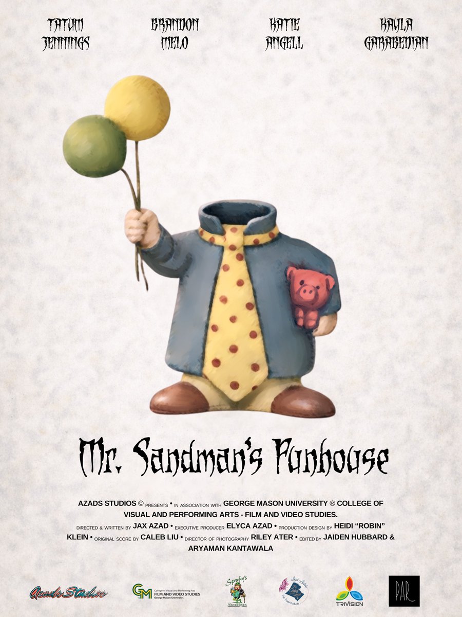 azadsstudios's tweet photo. Mr. Sandman's Funhouse - coming soon. 
•••••••••••••••••••••••••••••••••••
Stay tuned for news and updates. @filmgmu
•••••••••••••••••••••••••••••••••••
#MSF #studentfilm #gmu https://t.co/BpwbkA6tVk