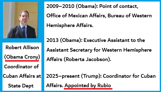 CUBANNAT0R's tweet image. Nothing to see here. Just another #Obama crony, appointed to the position by Secretary Rubio for the current Cuba ‘policy.’ 
Carry on.