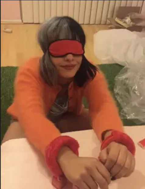 pikpikpikcarrot's tweet photo. The evidence being Timothy saying that she bought a sex game to play with Melanie and a picture of Melanie in the dominated position, blindfolded &amp; handcuffed on the floor. She introduced Melanie to drugs and then regretted what they did when they were high during the sleepover. https://t.co/Be3dykfmF2