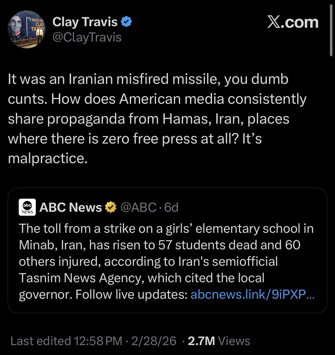 Exposing Clay Travis tweet media