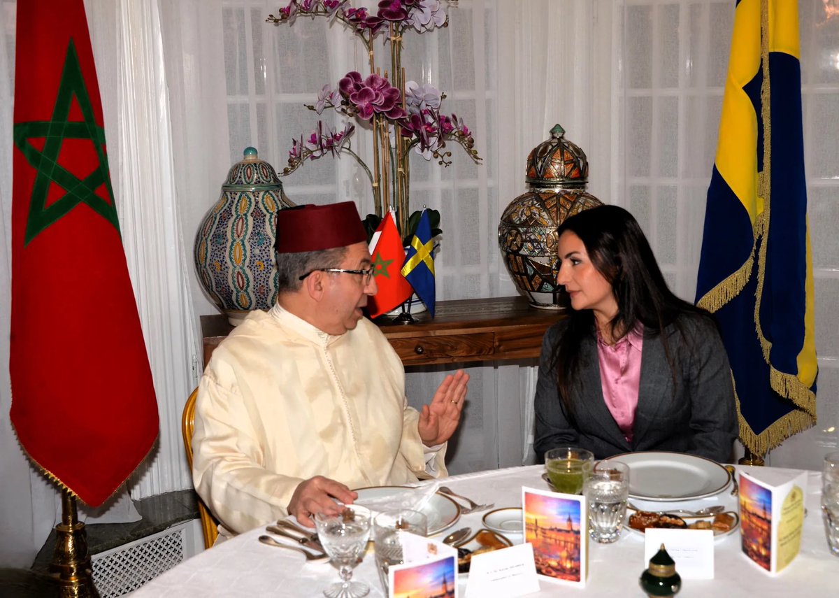 KMedrek's tweet image. I was delighted to host a Moroccan 🇲🇦#Ramadan_Ftour, promoting #coexistence, #intercultural_dialogue &amp;amp; shared values, in the presence of Mrs. #Parisa_Liljestrand, Sweden’s Minister of Culture, members of Parliament, ambassadors &amp;amp; representatives of various #faith_communities.