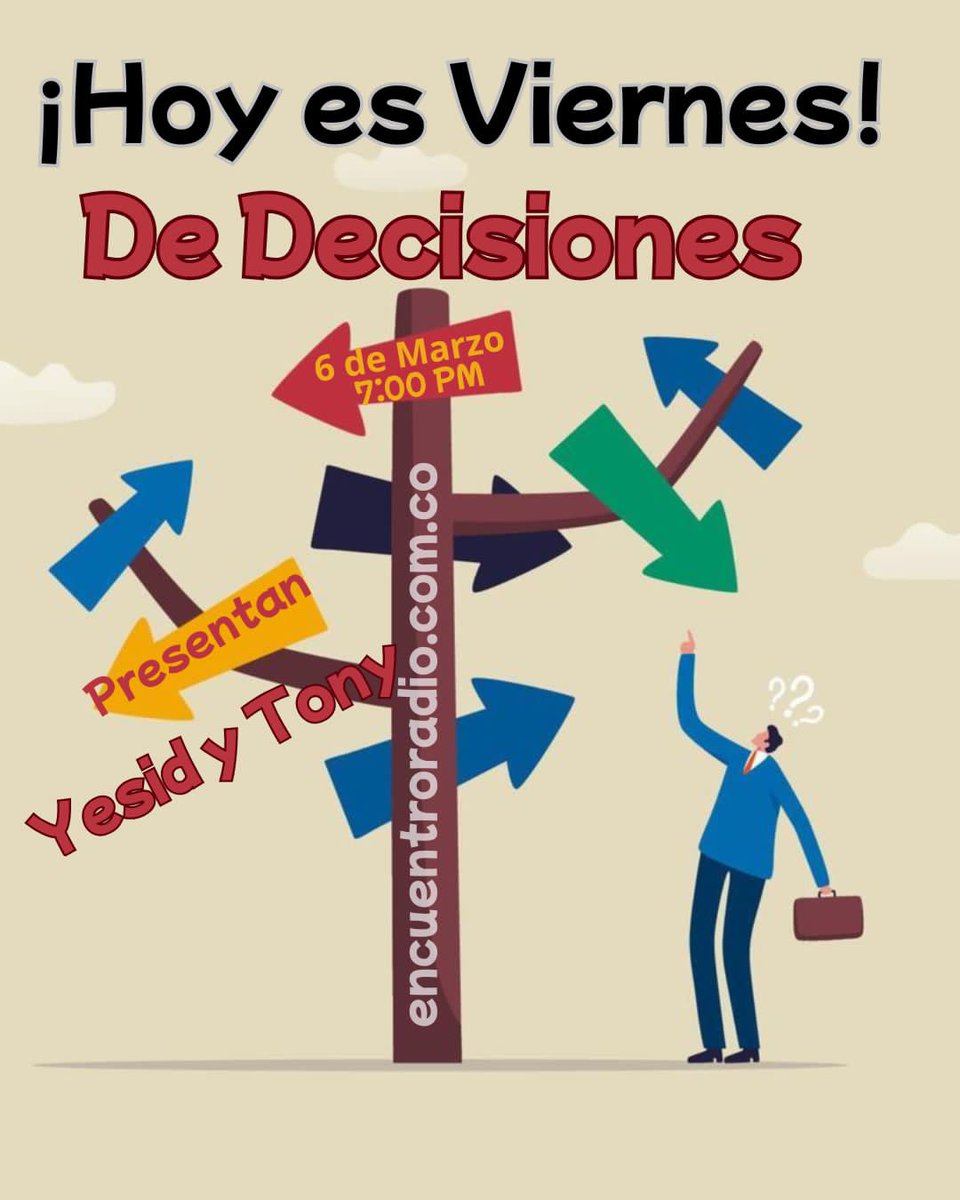 TonySoteloS's tweet photo. ¡ Hoy es viernes!  y https://t.co/A1LaS3FIfP lo sabe. Escúchanos también a través https://t.co/dXFhRrCl8H Presentan: Yesid y Tony. #Encuentroradio  @YEZORRIN https://t.co/Fp6QokqIdT