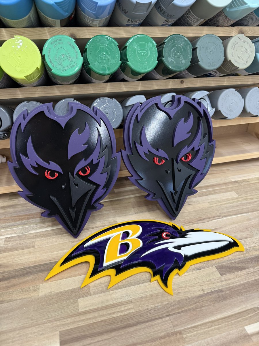 DT3DWoodArt's tweet photo. I have three left. 

2 front faces. 8”
1 acrylic logo 14x6 

Dm me to claim. #ravens #ravensflock https://t.co/J8eUD22AC8