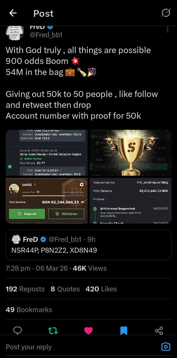 crypto_wins345's tweet photo. @Fred_bb1 Congrats boss more wins sir 🥳🥳

8144533729
Opay https://t.co/hfOEnWSKwL