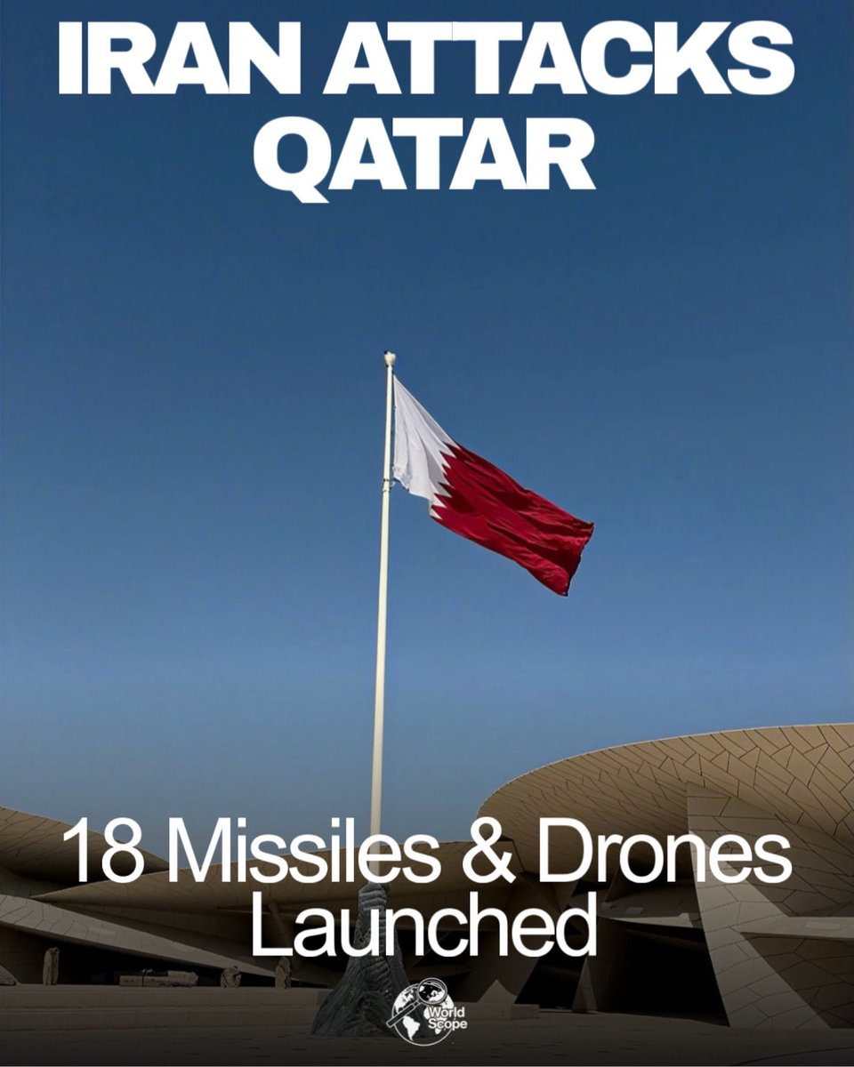 worldscopecom's tweet photo. 🚨 BREAKING

Iran launched 18 missiles and drones toward Qatar.

Most were intercepted by Qatari air defenses.
No casualties reported.

Doha says it reserves the right to respond under the UN Charter.

#WorldScope #Geopolitics #MiddleEast #BreakingNews #Qatar #IranWar https://t.co/5tUTSuPP30