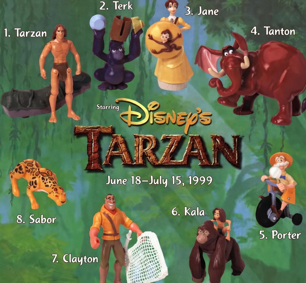 Muñecos de Tarzan de la mano de McDonalds 
(Disney 1999)