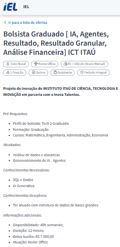 CLTetudo's tweet photo. 💼 Bolsista Graduado/Mestre - IA &amp; Agentes Jr | Instituto Itaú

- Salário: R$ 7.000,00 (graduado) / R$ 9.000,00 (mestre)
- Remoto

(Link abaixo) https://t.co/OkHgXhqryz