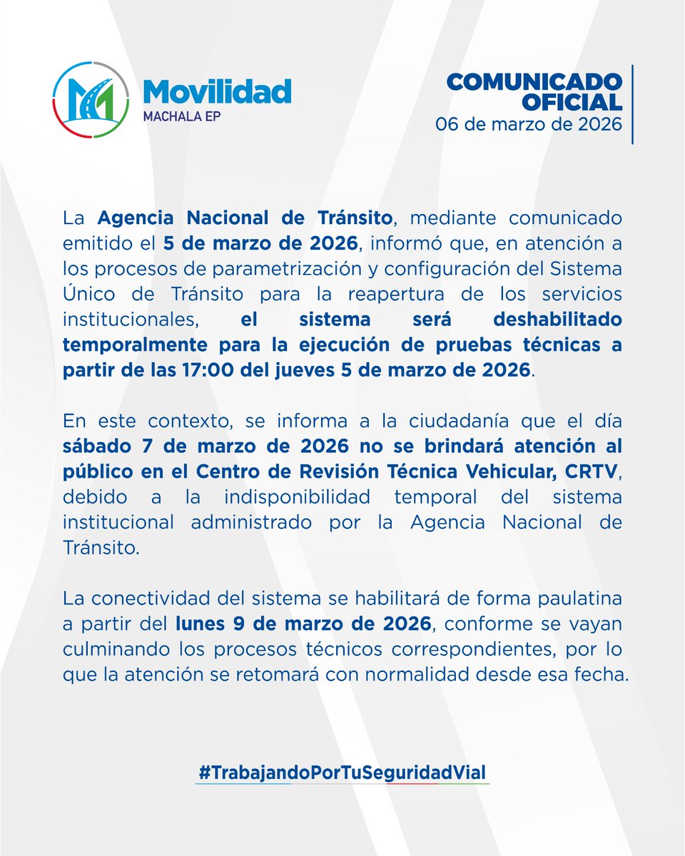 #MovilidadmachalaInforma