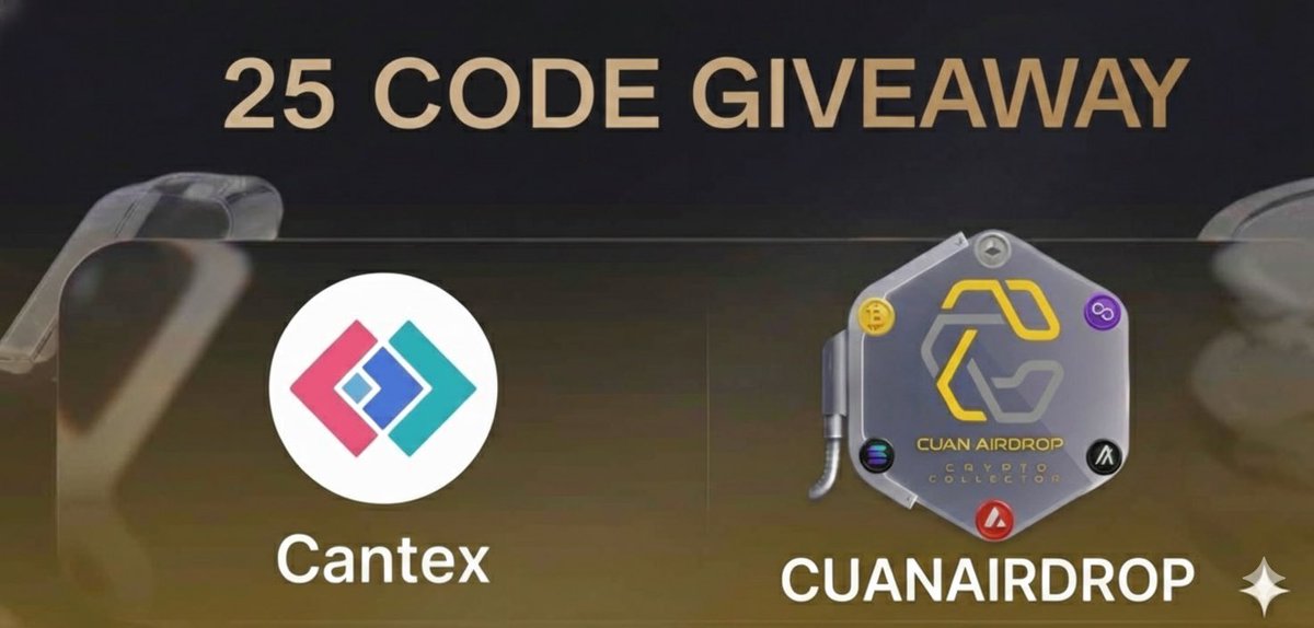 🚨Access code giveaway 

<a href="/Cantex_io/">Cantex</a> access code giveaway to random 25 winners

how to join:
- follow <a href="/Cantex_io/">Cantex</a> and <a href="/CuanAirdropCom/">Cuan Airdrop</a> 
- like &amp; repost 
- comment “Done”

will be picking winners in a few hours 🤝