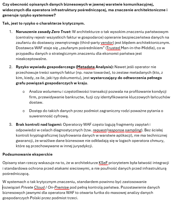 Przeprowadziłem profesjonalne audyty techniczne infrastruktury #KSeF. Audyty te są upublicznione od miesiąca i żaden ekspert ich nie podważył. Oto kluczowe wnioski:

1⃣. Ruch do KSeF przechodzi przez zagraniczną infrastrukturę amerykańskiej firmy Imperva należącej do francuskiej