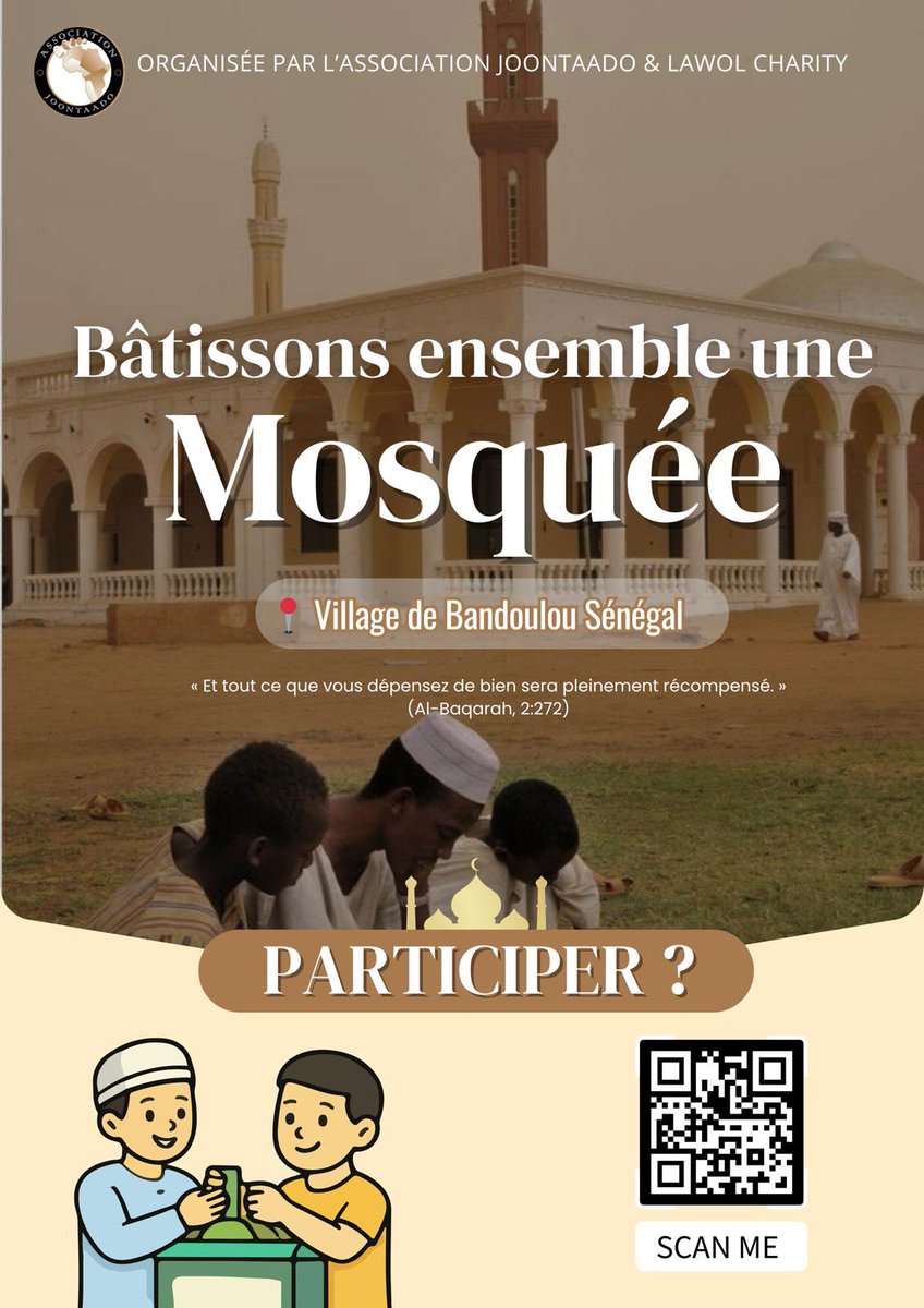 AssoJoontaado's tweet photo. Construction d’une mosquée dans le village de Bandoulou 🇸🇳.
Lien cagnotte : https://t.co/x4l8MFv8EY
#projethumanitaire #ramadan #dons #senegal #mosquee https://t.co/nKeYq1P9PT