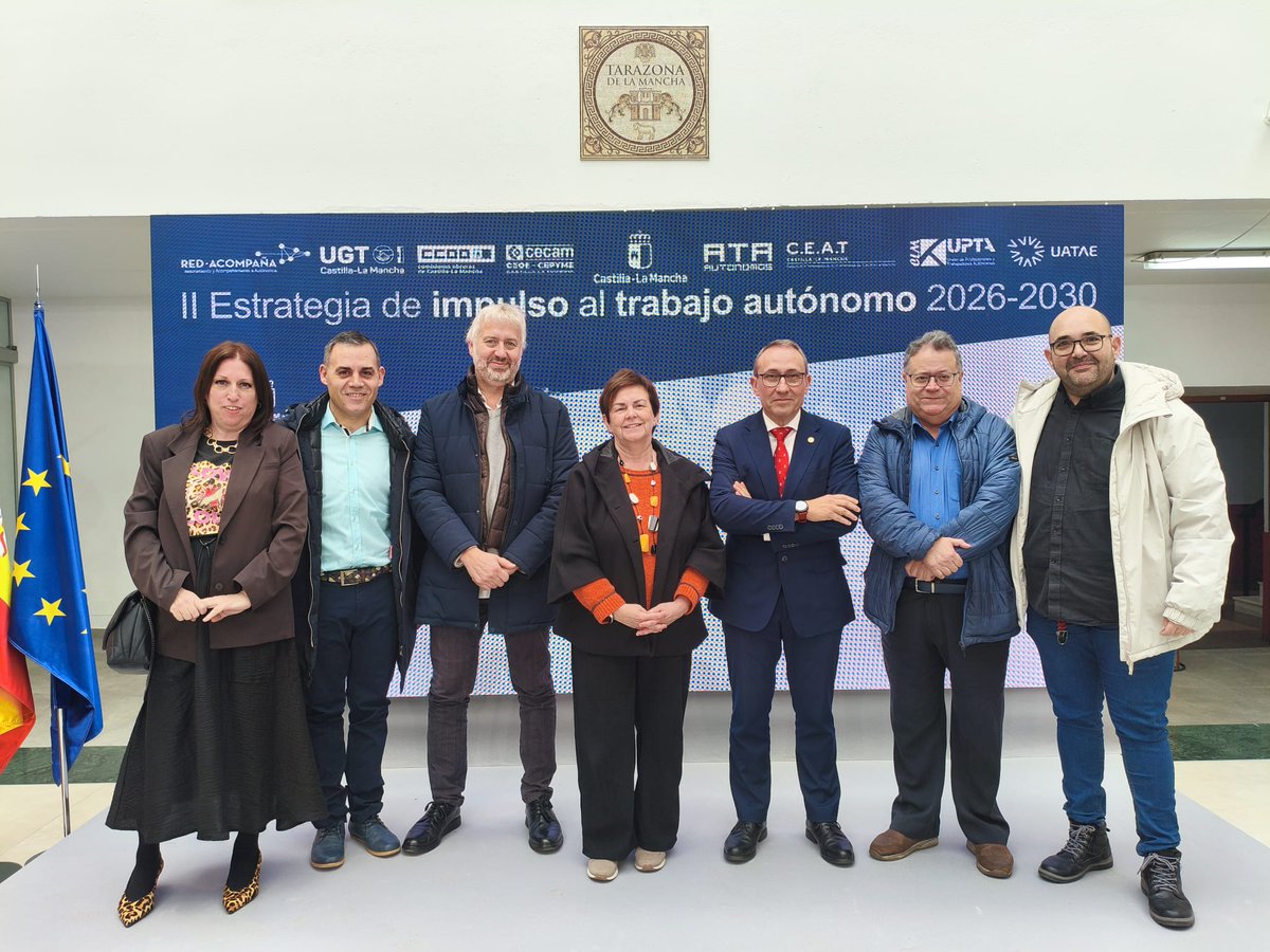 Aprodel_CLM's tweet photo. Aprodel en la presentación de la II Estrategia de Impulso al Trabajo Autónomo 2026-2030 de Castilla-La Mancha, celebrado en Tarazona de la Mancha (Albacete) https://t.co/6N9XmSPYHU https://t.co/xA3ZBtDg9a