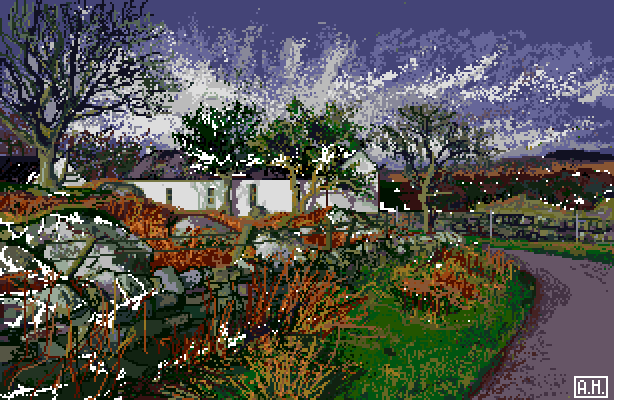 This time a beautiful country scenery from veteran Amiga and game development artist Avril Harrison, who sadly passed away in 2019.

amiga.lychesis.net/artists/AvrilH…

#Amiga #PixelArt