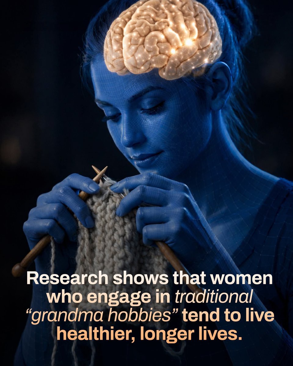 A long-running study from the University of Helsinki found that women who regularly engage in traditional “grandma hobbies” such as knitting, sewing, crocheting, and gardening tend to live up to eight years longer on average. 

These activities help calm the nervous system by