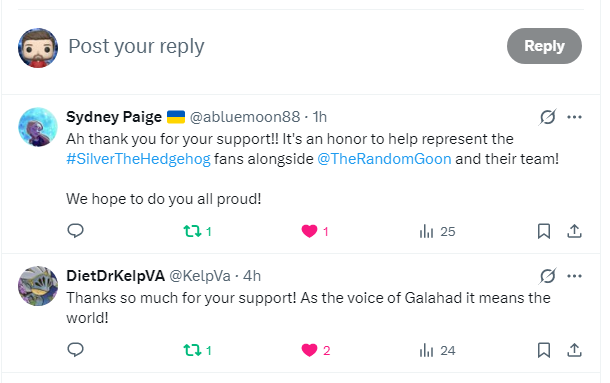 AceBiscuit77640's tweet photo. You know your doing something right to support a #SonicTheHedeghog project when Silver &amp; Blaze themselves wish to thank you. 🤍💜

@abluemoon88 @KelpVa The pleasure is all mine. 😊 Words can't describe how excited and ready we all are to see #Absolution and #Galahad has in store! https://t.co/eoISWij49q