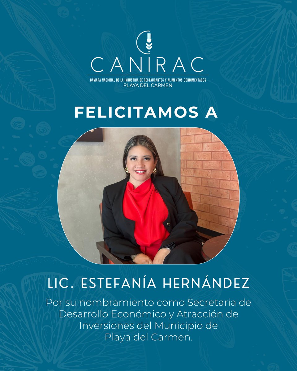Felicitamos a la Lic. Estefanía Hernández por su designación como Secretaria de Desarrollo Económico y Atracción de Inversiones del Municipio de Playa del Carmen .📈🚀

#DesarrolloEconómico #EstefaníaHernández #InversiónEstratégica #Prosperidad #Liderazgo