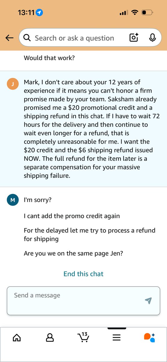 freezeblueberry's tweet photo. @AmazonHelp Your lovely supervisor lied about my payment, said shipping delay "not our fault", then hung up to dodge a refund. Still no $20 credit and no full refund mail. Is this your "12-year" leadership standard? #AmazonServiceFailure https://t.co/01gvZSyzU3