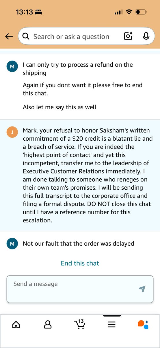 freezeblueberry's tweet photo. @AmazonHelp Your lovely supervisor lied about my payment, said shipping delay "not our fault", then hung up to dodge a refund. Still no $20 credit and no full refund mail. Is this your "12-year" leadership standard? #AmazonServiceFailure https://t.co/01gvZSyzU3