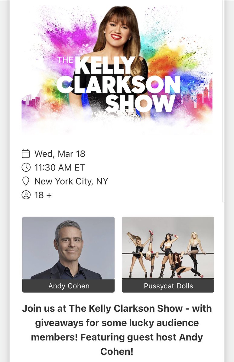 PortalNicole's tweet photo. The Pussycat Dolls will be guest at The Kelly Clarkson Show on March 18!

You can request tickets at https://t.co/f6MXCrkgXc https://t.co/8PIzxka89e