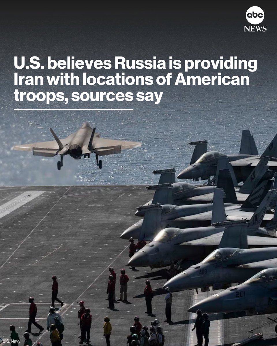 The U.S. believes that Russia has been providing Iran the locations of American troops in the Middle East, including aircraft and ships, according to two people familiar with the intelligence. 
 
Read more: abcnews.link/f25FAQY