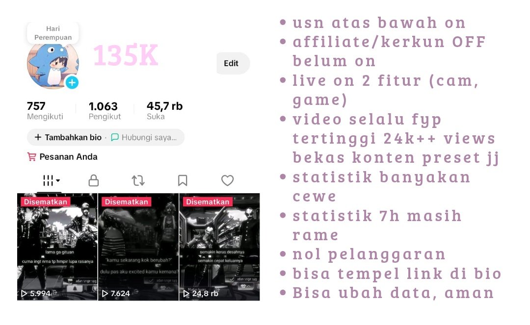 jual akun tiktok, order?DM di bio‼️ tweet media